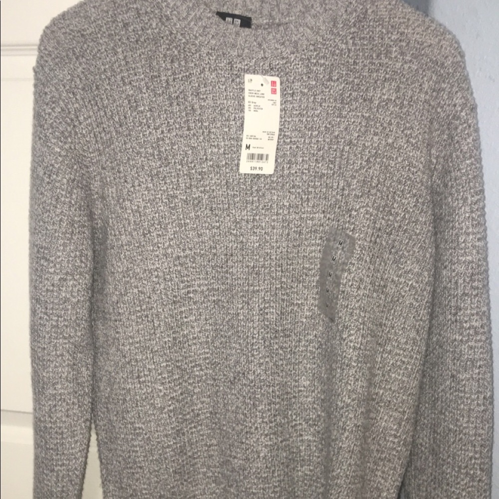 Waffle Knit Crew Neck Long Sleeve Sweater